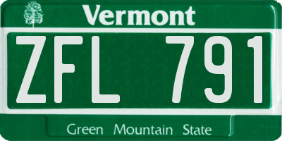 VT license plate ZFL791
