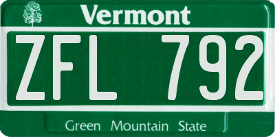 VT license plate ZFL792