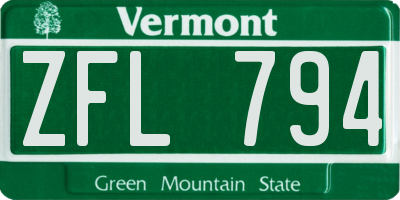 VT license plate ZFL794
