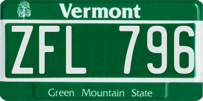 VT license plate ZFL796