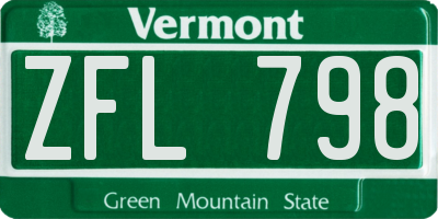 VT license plate ZFL798