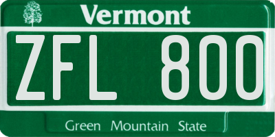 VT license plate ZFL800