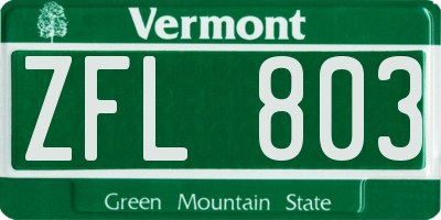 VT license plate ZFL803