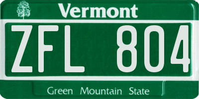 VT license plate ZFL804