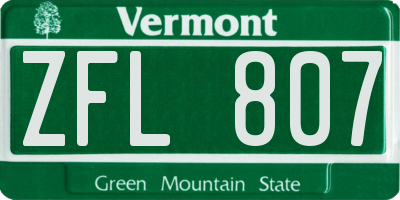 VT license plate ZFL807