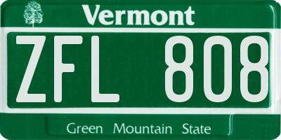 VT license plate ZFL808