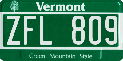 VT license plate ZFL809