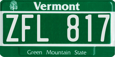 VT license plate ZFL817