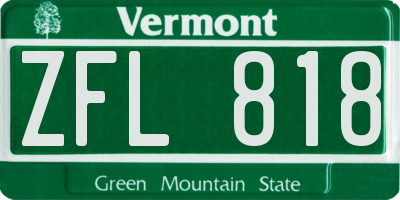 VT license plate ZFL818