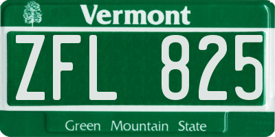 VT license plate ZFL825