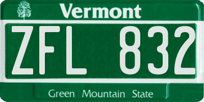 VT license plate ZFL832