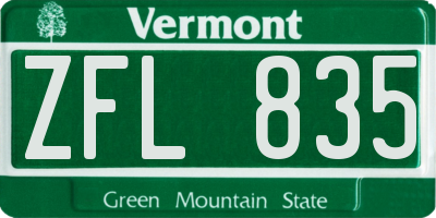 VT license plate ZFL835