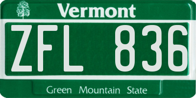 VT license plate ZFL836