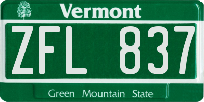 VT license plate ZFL837