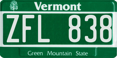 VT license plate ZFL838