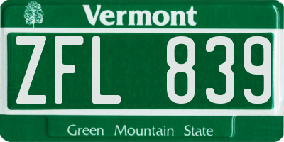 VT license plate ZFL839