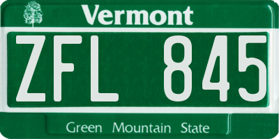VT license plate ZFL845