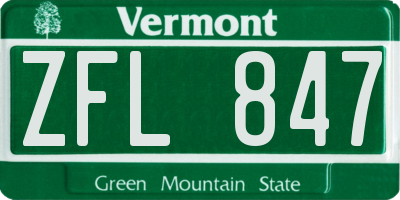 VT license plate ZFL847
