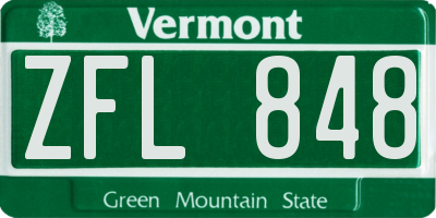 VT license plate ZFL848