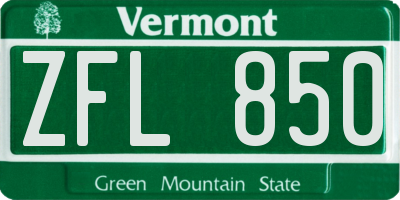 VT license plate ZFL850