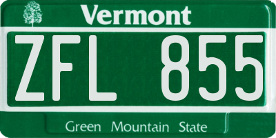 VT license plate ZFL855
