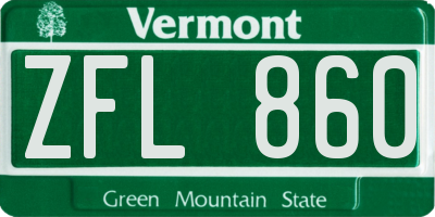 VT license plate ZFL860