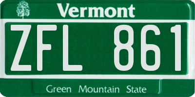 VT license plate ZFL861