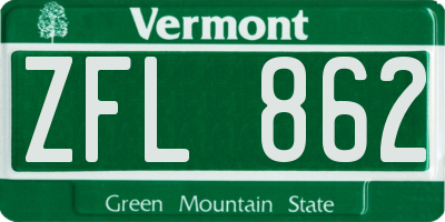 VT license plate ZFL862