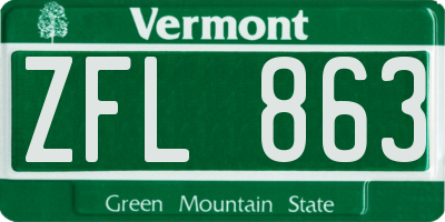 VT license plate ZFL863