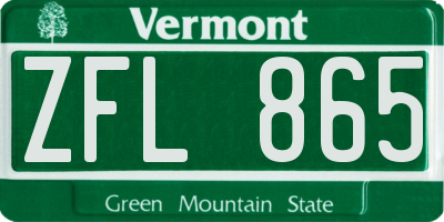 VT license plate ZFL865