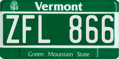 VT license plate ZFL866