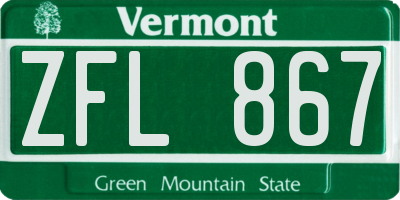VT license plate ZFL867