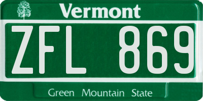 VT license plate ZFL869