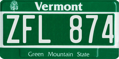 VT license plate ZFL874