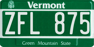VT license plate ZFL875