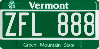 VT license plate ZFL888