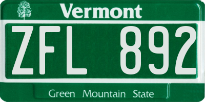 VT license plate ZFL892