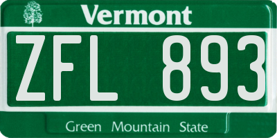 VT license plate ZFL893
