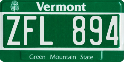 VT license plate ZFL894