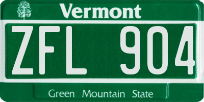VT license plate ZFL904
