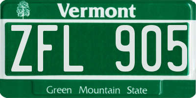 VT license plate ZFL905