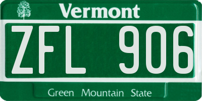 VT license plate ZFL906