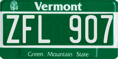 VT license plate ZFL907
