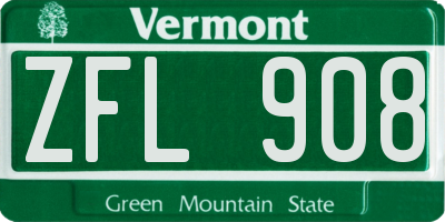 VT license plate ZFL908