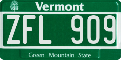 VT license plate ZFL909