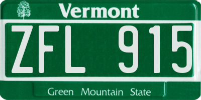 VT license plate ZFL915