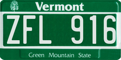 VT license plate ZFL916