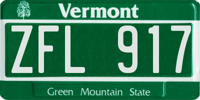 VT license plate ZFL917