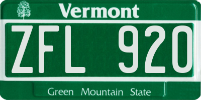 VT license plate ZFL920