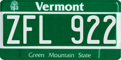 VT license plate ZFL922